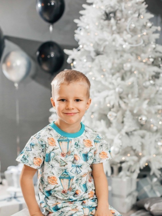 Пижама детская с футболкой рождественские фонарики Vikki Kids