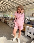 Костюм женский летний с шортами в полоску оранжевую Vikki Kids
